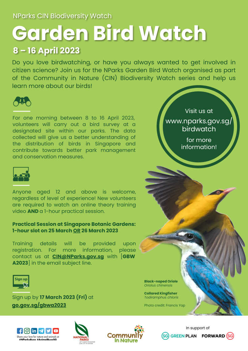 NParks Garden Bird Watch Community in Nature Initiative