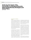Achieving the Goals of the Convention on Biological Diversity: National Biodiversity Strategies and Action Plans