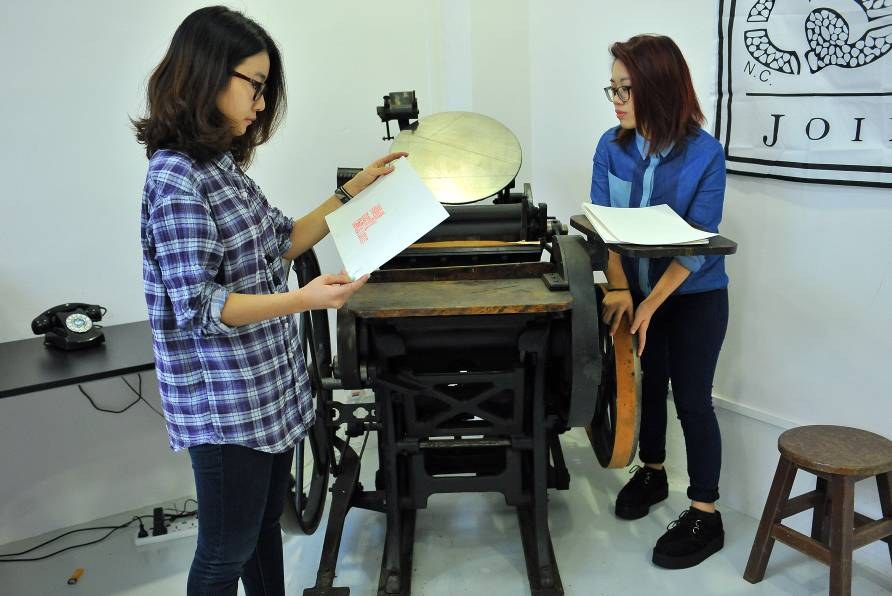 Two Ladies and the Printing Press