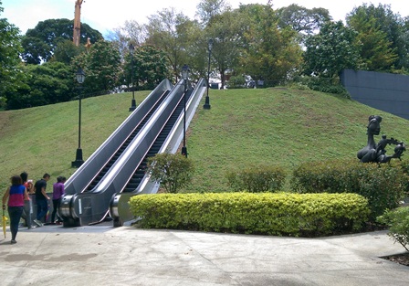 Outdoor escalator beside NMS