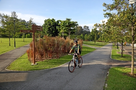 Cycling at Woodlands Waterfront Park