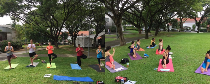yoga on lawn