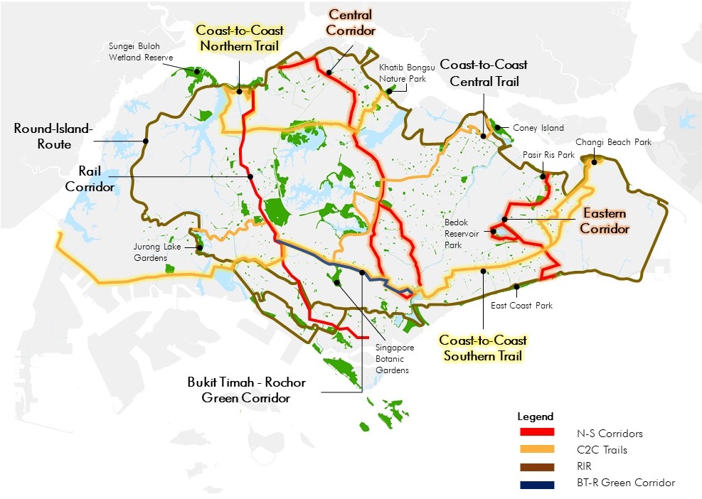 Cycling Route Map Singapore Recreational Connectivity - Gardens, Parks & Nature - National Parks Board  (Nparks)