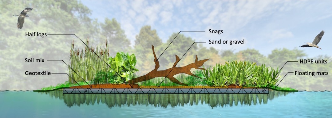 Pekan Floating Wetlands Platform Illustration