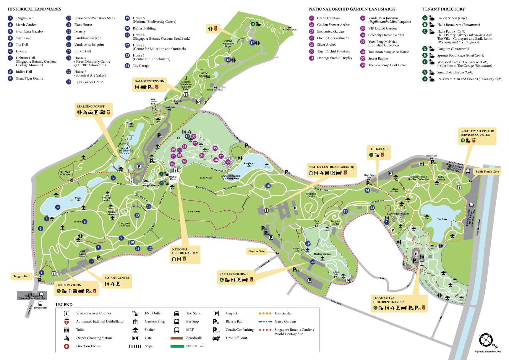 Map of the Singapore Botanic Gardens version Nov 2025