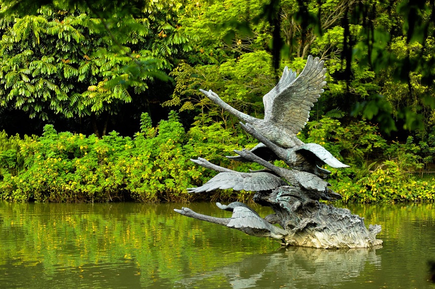 Flight of Swans sculpture at Swan Lake