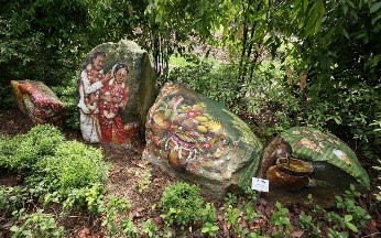 Stone mural ethnobotany garden