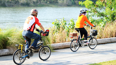 Cycling or inline skating