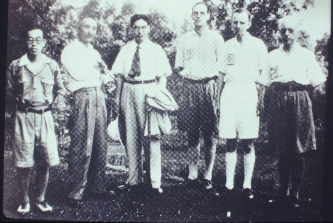 From left to right occupying staff Yata Haneda A. Sato Hidezo Tanakadate Mr Corner Prof. Holttum  W. Birtwistle in 1942