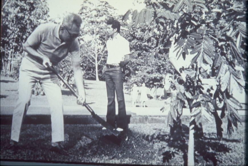 Lee Kuan Yew then Prime Minister at Tree Planting Day in 1980